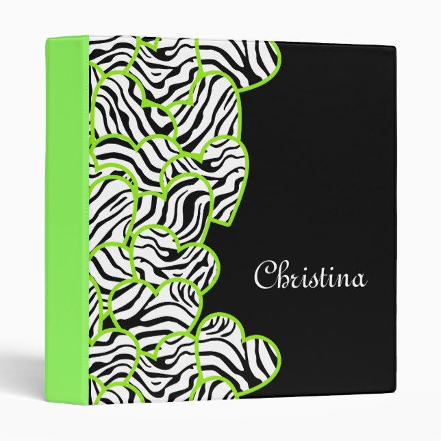 Green zebra hearts Binder (Front/Spine)