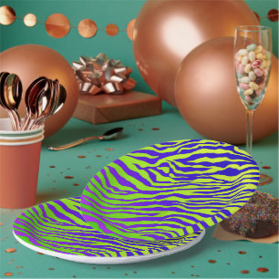 Green Zebra Paper Plate
