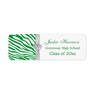 Green zebra pattern, ribbon Graduation label