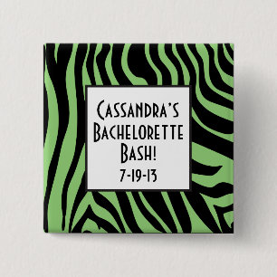 Green Zebra Print Bachelorette Button