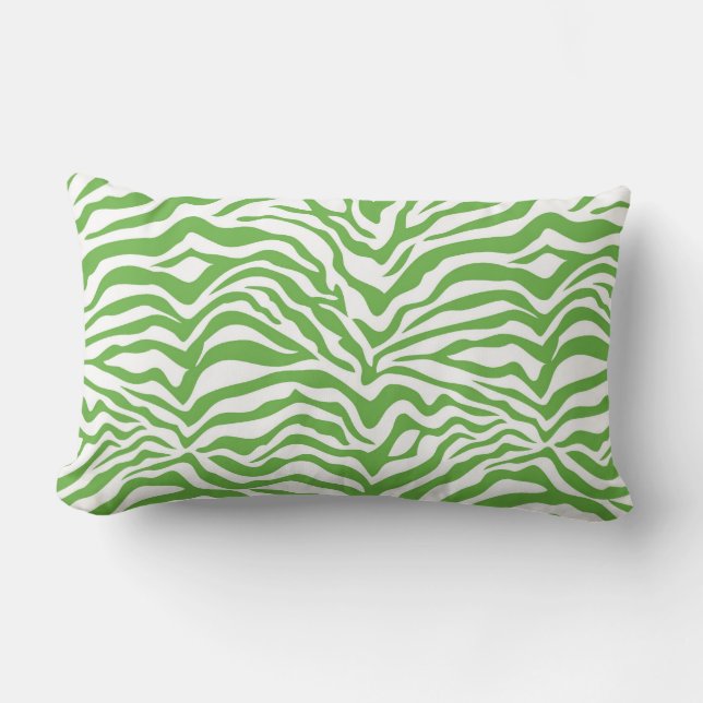 Green Zebra Print Lumbar Pillow (Front)
