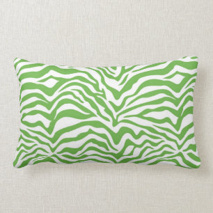 Green Zebra Print Lumbar Pillow