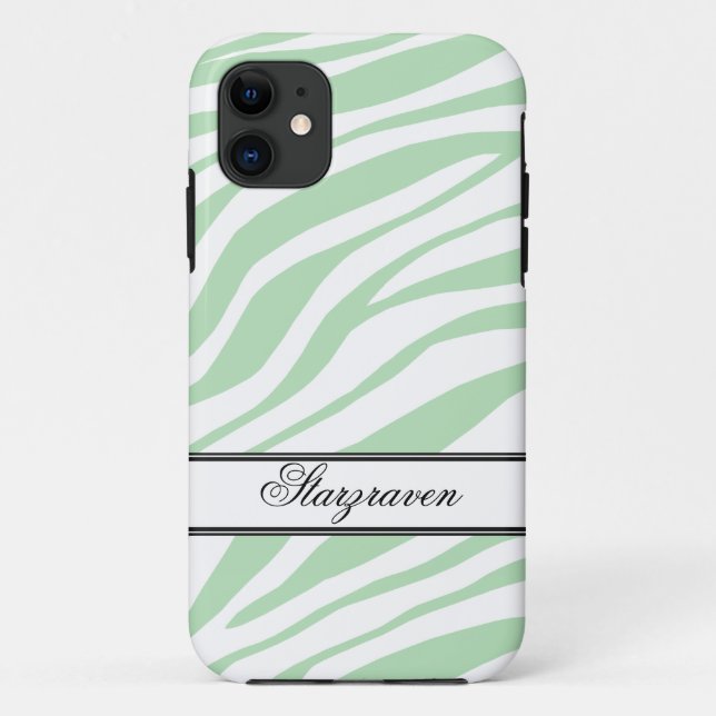 Green Zebra Print personalized iPhone 5 Case (Back)