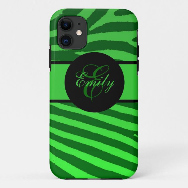 Green zebra stripes customizable iphone 5 case (Back)