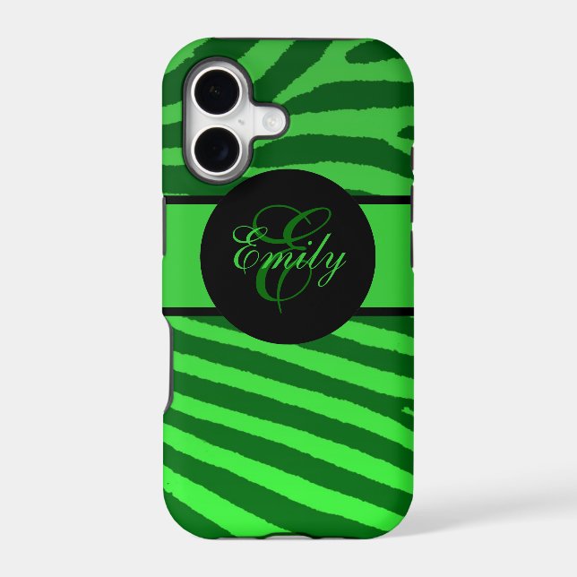 Green zebra stripes customizable iphone 5 case (Back)