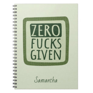 Green Zero F*s Given Spiral Notebook