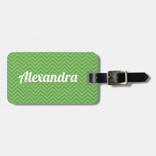 Green zig zag name luggage tag. tag