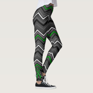 Green Zig Zag with Ribbon...Gastroparesis Leggings