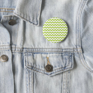 Green Zigzag, Green Chevron, Geometric Pattern 2 Inch Round Button