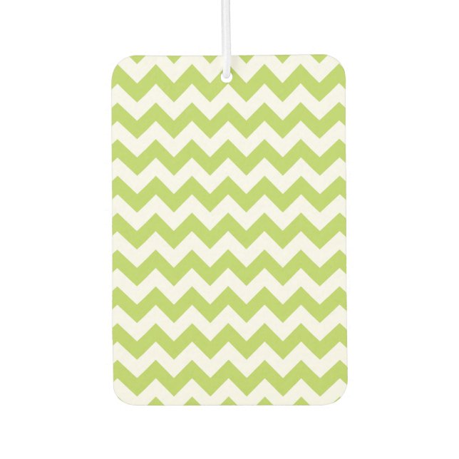 Green Zigzag, Green Chevron, Geometric Pattern Air Freshener (Front)