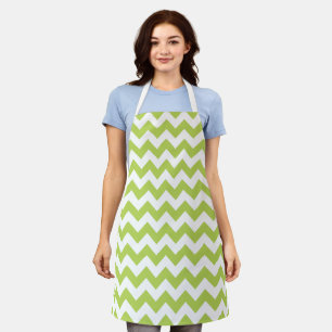 Green Zigzag, Green Chevron, Geometric Pattern Apron