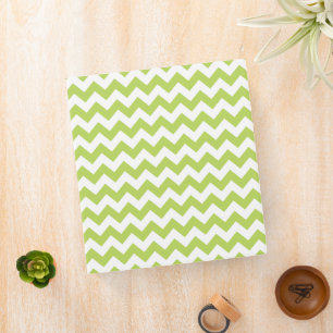 Green Zigzag, Green Chevron, Geometric Pattern Binder