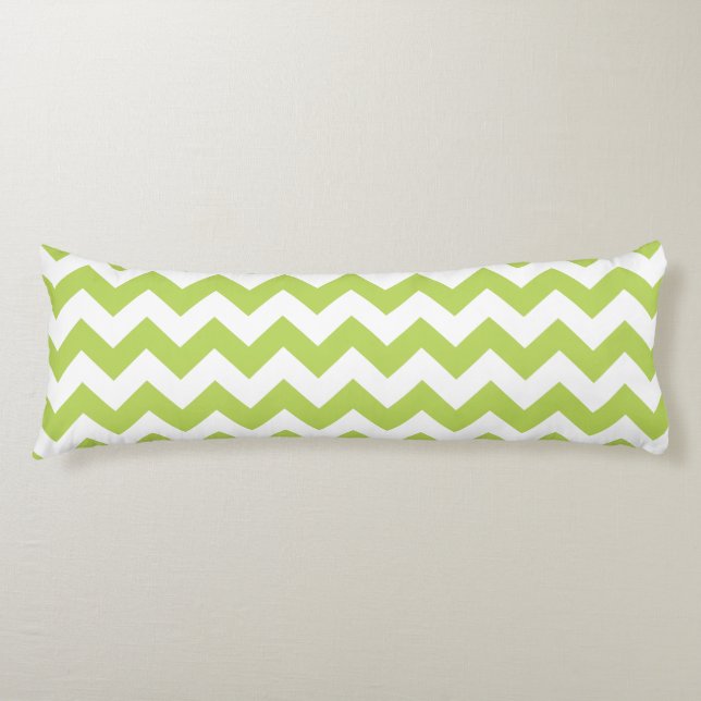 Green Zigzag, Green Chevron, Geometric Pattern Body Pillow (Front)