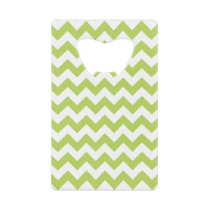 Green Zigzag, Green Chevron, Geometric Pattern Credit Card Bottle Opener