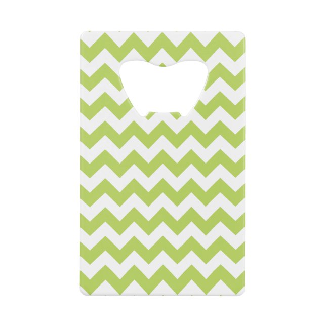 Green Zigzag, Green Chevron, Geometric Pattern Credit Card Bottle Opener (Front)