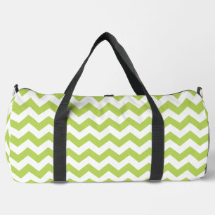 Green Zigzag, Green Chevron, Geometric Pattern Duffle Bag