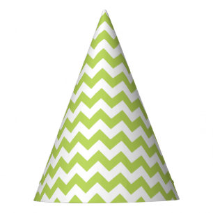Green Zigzag, Green Chevron, Geometric Pattern Party Hat