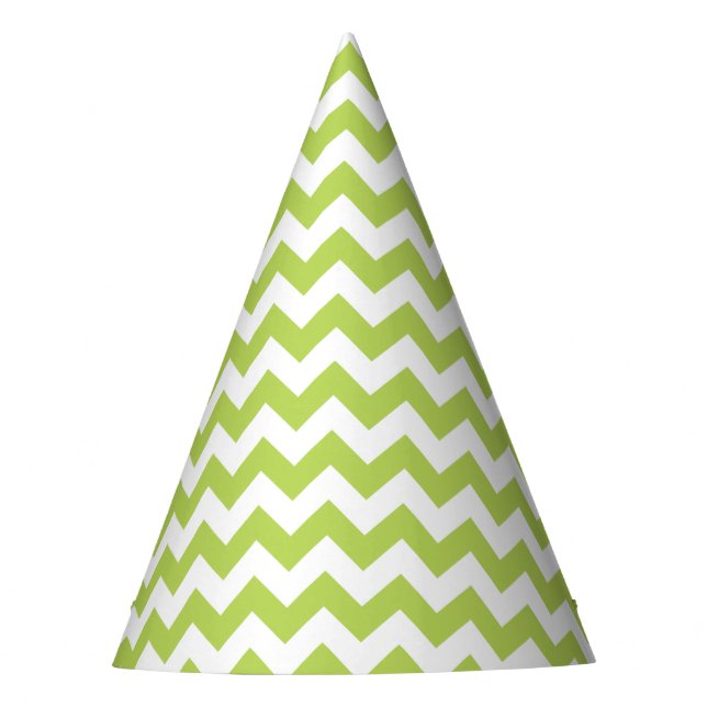 Green Zigzag, Green Chevron, Geometric Pattern Party Hat (Front)