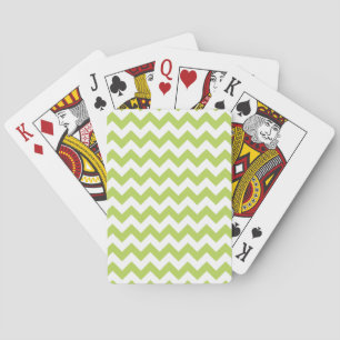 Green Zigzag, Green Chevron, Geometric Pattern Playing Cards