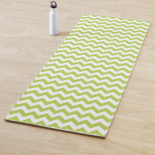 Green Zigzag, Green Chevron, Geometric Pattern Yoga Mat