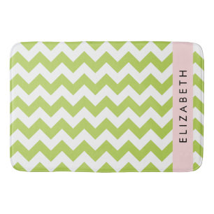 Green Zigzag, Green Chevron, Your Name Bath Mat