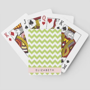 Green Zigzag, Green Chevron, Your Name Playing Cards