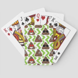 Green ZigZag Poop Pattern Emojis Playing Cards