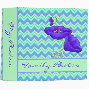Green Zizzag Chevron Purple Poppy Customized Album Binder