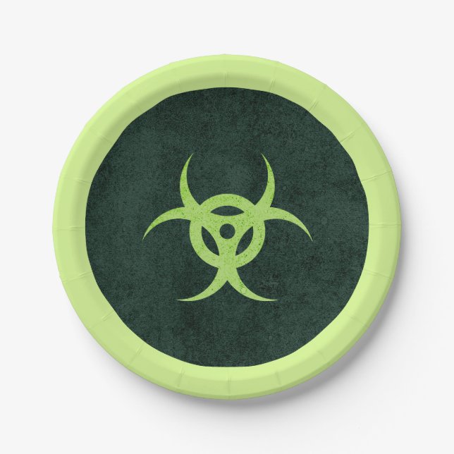 Green Zombie Danger Paper Plate (Front)