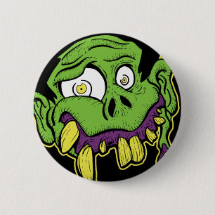 Green Zombie Head 2 Inch Round Button