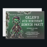 Green Zombie Kid & Slime Halloween Birthday Party Invitation<br><div class="desc">Customize with your own text .</div>