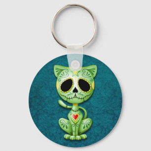Green Zombie Sugar Kitten Keychain