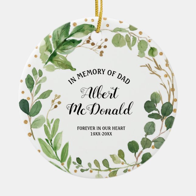 Greenary en mémoire de papa ornement de Noël (Devant)