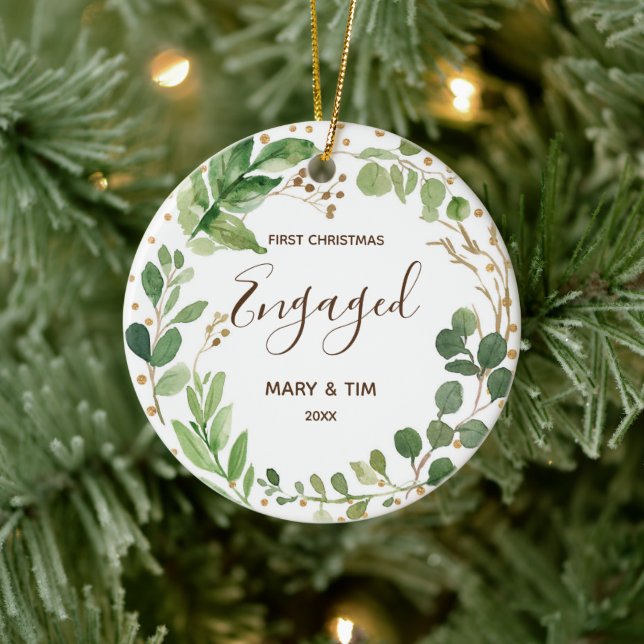 Greenary First Christmas Engaged Ornament Gift (Tree)