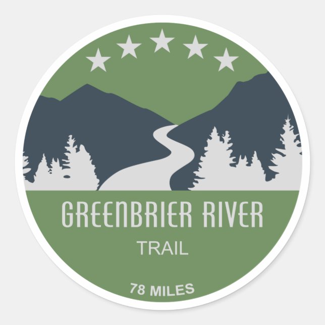 Greenbrier River Trail Classic Round Sticker (Front)