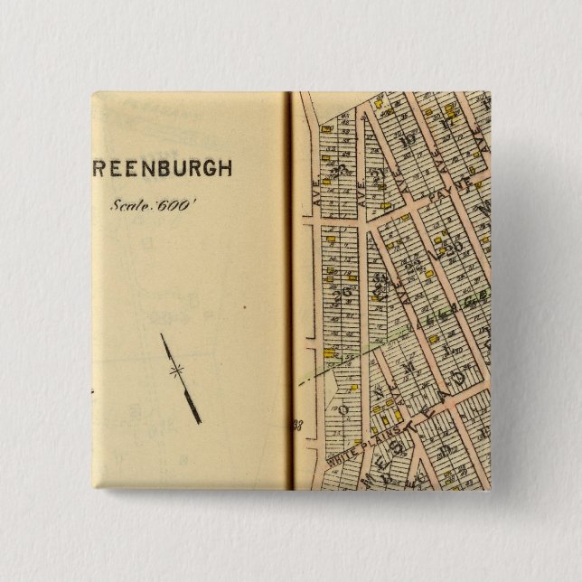 Greenburg, New York 12 2 Inch Square Button (Front)