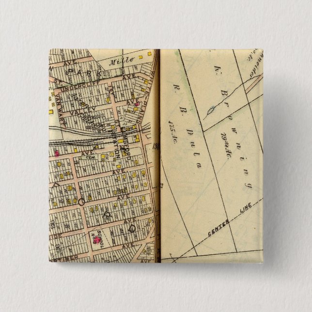 Greenburg, New York 4 2 Inch Square Button (Front)