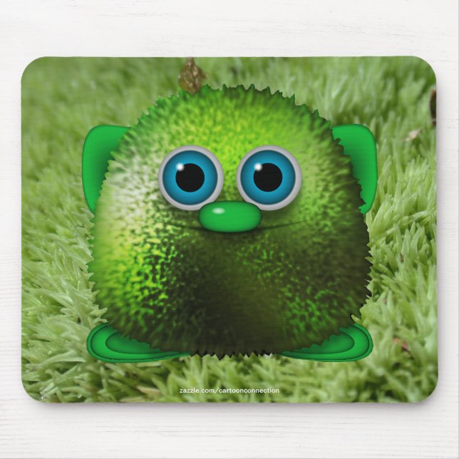 Greendle the Cute Wuzzy Butt & Grass Kids Mousepad (Front)