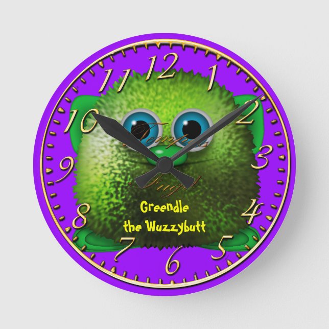 Greendle the Wuzzybutt - Horloge amusante pour enf (Recto)