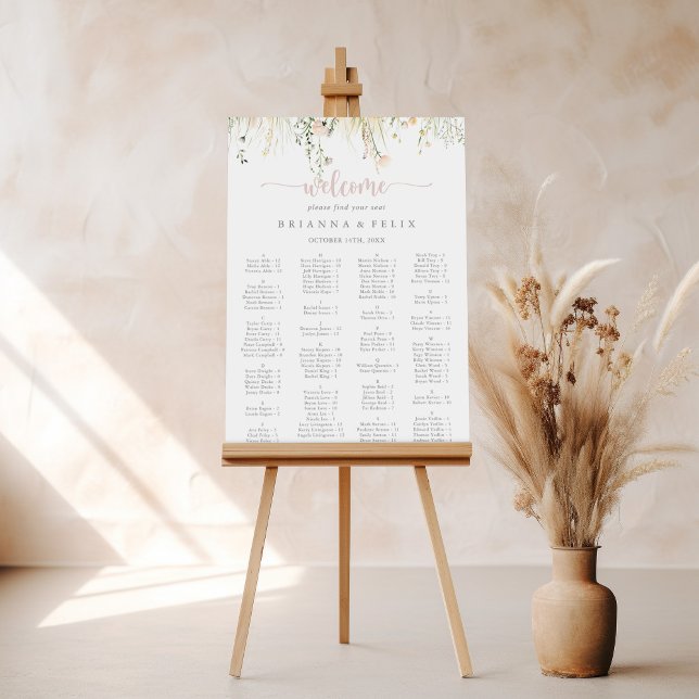 Greene Boho Wildflower Alphabetical Seating Chart (Creator Uploaded)