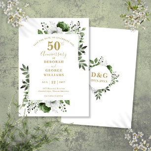 Greenery 50th Wedding Anniversary Save The Date