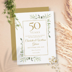 Greenery 50th Wedding Anniversary Save the Date Announcement Postcard