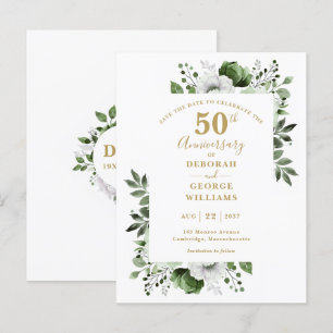 Greenery 50th Wedding Anniversary Save The Date Postcard