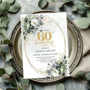 Greenery 60th Birthday Boho Eucalyptus Invite
