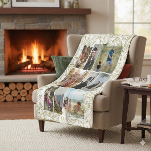 Greenery 9 Photo Collage Personalized  Sherpa Blanket
