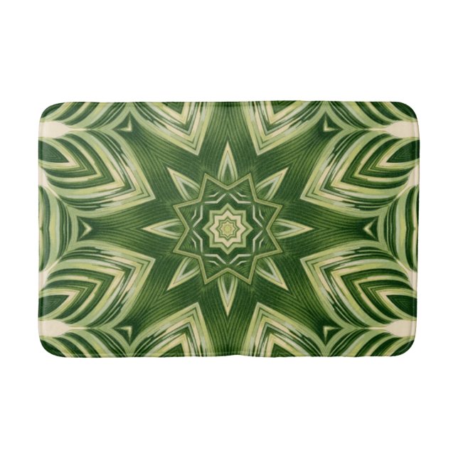 greenery abstract botanical tropical palm leaves bath mat (Front)
