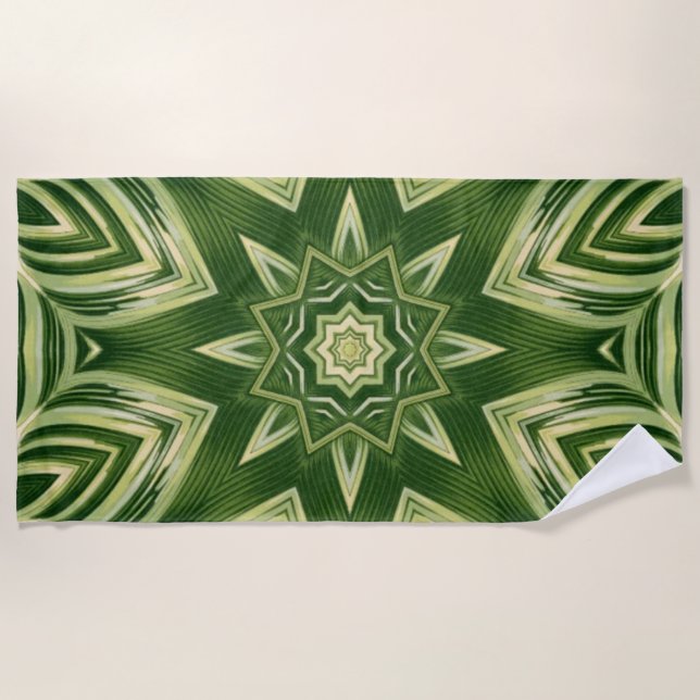 greenery abstract botanical tropical palm leaves beach towel (Front)
