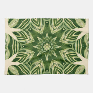 greenery abstract botanical tropical palm leaves kitchen towel