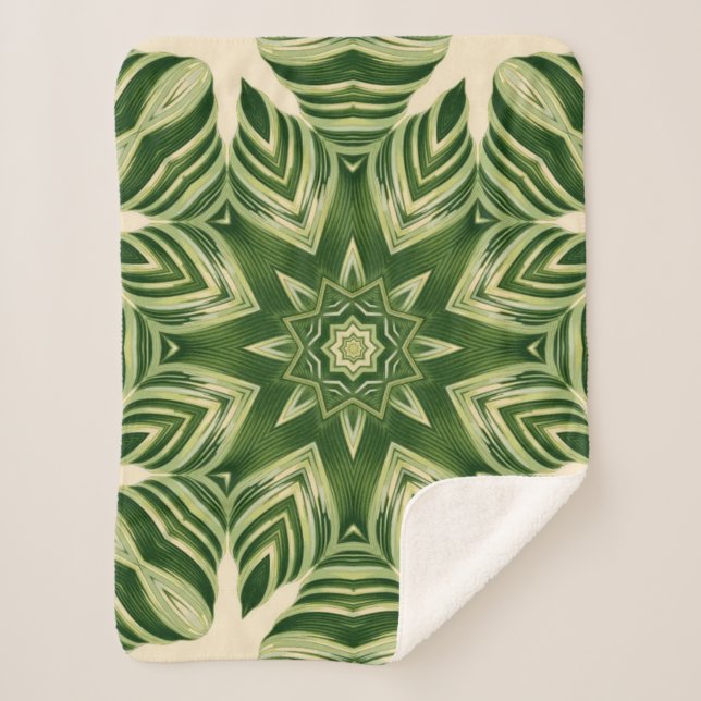 greenery abstract botanical tropical palm leaves sherpa blanket (Front)
