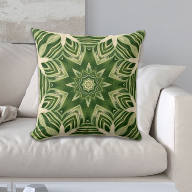 greenery abstract botanical tropical palm leaves throw pillow (greenery abstract botanical tropical palm leaves throw pillow)